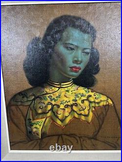 Vladimir Tretchikoff Green Chinese Girl Atomic Mid-Century Modern Classic Print