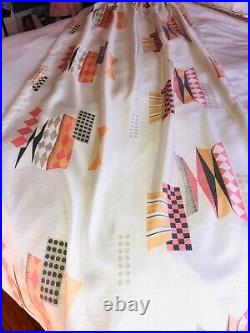 Vtg 50's Mid-century MCM Atomic Era White Pink Tan Pleated Curtains Drapes 6pc