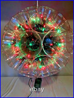 Vtg Christmas Lighted Disco Ball Mid Century Atomic 8 Light Movement Settings