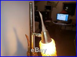 Vtg Gold Teak Amber Floor Lamp mid century modern danish atomic cone pole 50 60s