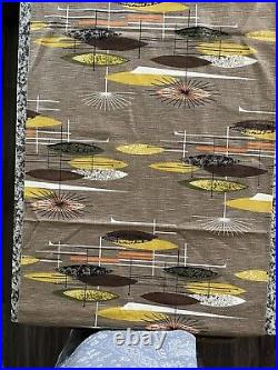 Vtg Mid Century Atomic Barkcloth Upholstery Fabric Abstract Mobiles Pattern