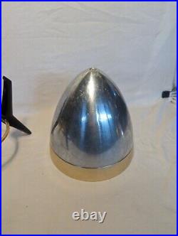 Vtg Mid Century MOD Atomic Mirro Aluminum Bullet Ice Bucket W Tripod Stand & Lid