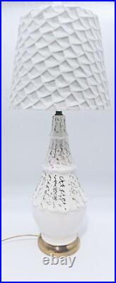 Vtg Mid Century Modern Atomic Table Lamp Retro MCM Ceramic White Gold Splotches
