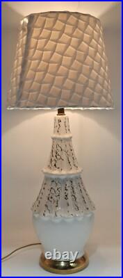Vtg Mid Century Modern Atomic Table Lamp Retro MCM Ceramic White Gold Splotches