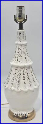 Vtg Mid Century Modern Atomic Table Lamp Retro MCM Ceramic White Gold Splotches
