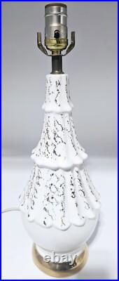 Vtg Mid Century Modern Atomic Table Lamp Retro MCM Ceramic White Gold Splotches