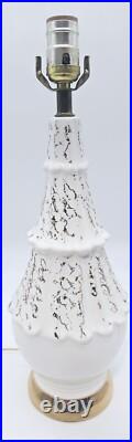 Vtg Mid Century Modern Atomic Table Lamp Retro MCM Ceramic White Gold Splotches