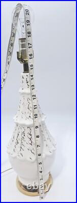 Vtg Mid Century Modern Atomic Table Lamp Retro MCM Ceramic White Gold Splotches