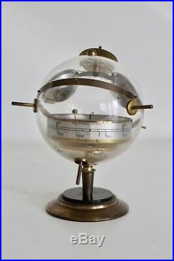 Vtg Mid Century Modern German Brass Sputnik Atomic Weather Station Thermometer