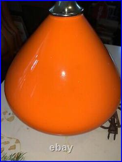 Vtg Mid Century Modern Table Lamp Pair Orange Ceramic/Glass-Retro Atomic-22.5l
