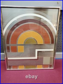 Vtg Mid Century Modern Wall Mirror Atomic Brown Rainbow Arch 60s70s Signed