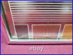 Vtg Mid Century Modern Wall Mirror Atomic Brown Rainbow Arch 60s70s Signed