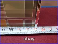 Vtg Mid Century Modern Wall Mirror Atomic Brown Rainbow Arch 60s70s Signed