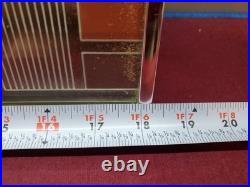 Vtg Mid Century Modern Wall Mirror Atomic Brown Rainbow Arch 60s70s Signed