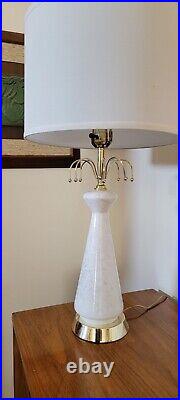 Vtg Mid Century Modern White Glass Genie Bottle & Brass Atomic Starburst Lamp