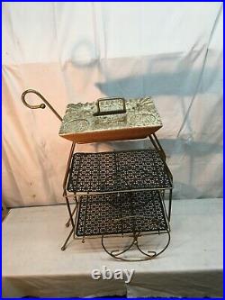 Vtg Mid Century Wire Dutch Modern Atomic 2tier Stand Flower Cart Smoking Stand