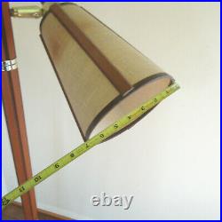 Vtg Tension Pole Floor Lamp MCM Mid Century Modern Atomic 3-Light Brass Walnut