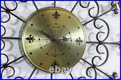 Vtg United Sunburst Clock Mid Century Modern Atomic Starburst Metal 24 Black