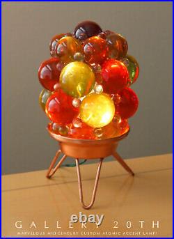 WOW! CUSTOM MID CENTURY MODERN ATOMIC GLASS TRIPOD ACCENT LAMP! VTG LUCITE 1950s