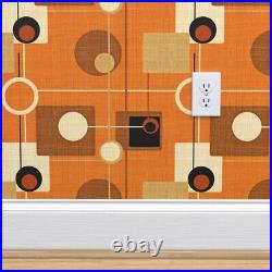 Wallpaper Roll Mid Century Modern Orange Atomic Vintage Pattern 24in x 27ft