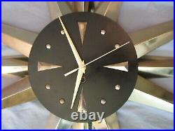 Welby Starburst Clock Mid Century Atomic Brass Gold & Black Wall Clock