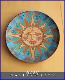 Wow! Sun & Moon Decor Plate MID Century Modern Atomic Star Pottery Wall Art