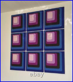 XL 1960s / 70s Geometric Op Art Space Age Fabric Mod Retro Textile Wall Hanging XL 1960s / 70s Geometric Op Art Space Age Fabric Mod Retro Textile Wall Hanging