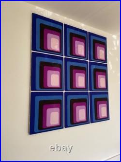 XL 1960s / 70s Geometric Op Art Space Age Fabric Mod Retro Textile Wall Hanging XL 1960s / 70s Geometric Op Art Space Age Fabric Mod Retro Textile Wall Hanging